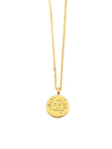 Brass Coin Minimalist  Retro sun coin medal pendant Necklace