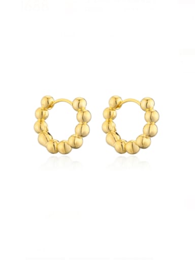 Brass Bead Geometric Minimalist Huggie Earring