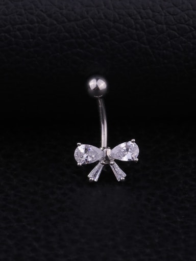 custom Stainless steel Cubic Zirconia Bowknot Hip Hop Belly Rings & Belly Bars