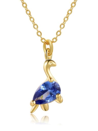 Dark blue dinosaur Brass Cubic Zirconia Multi Color Dinosaur Cute DIY Pendant Necklace