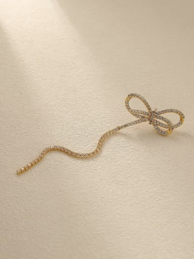 Brass Cubic Zirconia Bowknot Tassel Vintage Single Trend Korean Fashion Earring