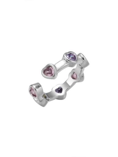 Titanium Steel Cubic Zirconia Heart Dainty Band Ring