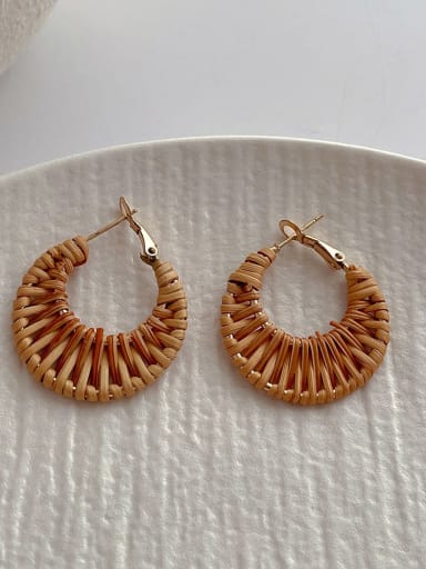 Q09 Small Brown Stainless steel Round Bohemia Hoop Earring