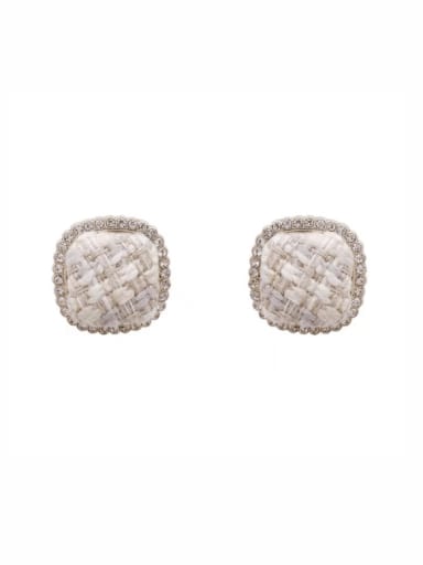 custom Brass Cotton thread Weave square Trend Stud Earring