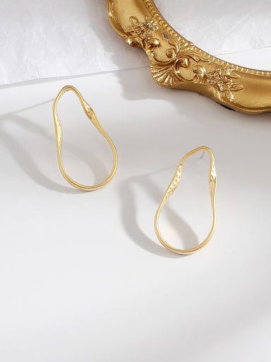Dumb gold Copper Hollow Water Drop Minimalist Stud Trend Korean Fashion Earring