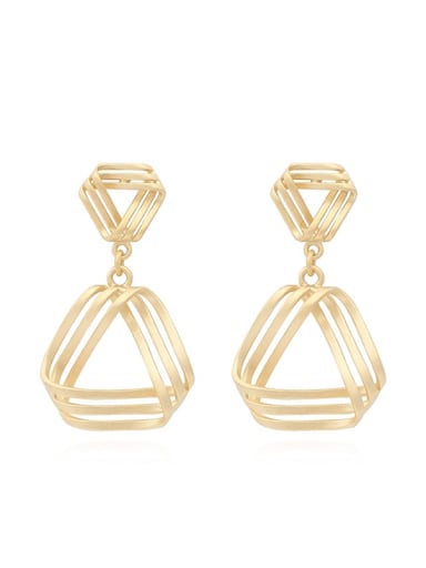 Copper Hollow Triangle Minimalist Drop Trend Korean Fashion Earring
