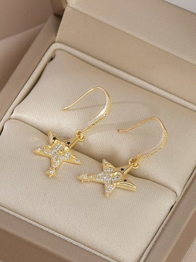 Gold ED65762 Brass Cubic Zirconia Star Dainty Drop Earring