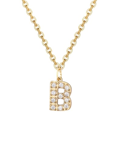 B 14K gold Stainless steel Cubic Zirconia Letter Minimalist Necklace