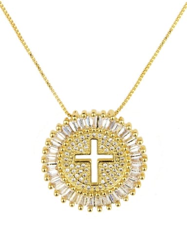 Gold plating Brass Cubic Zirconia Cross Dainty Initials Necklace