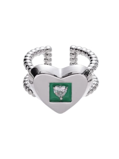Green Drip Oil Love Edition Brass Enamel Heart Minimalist Band Ring