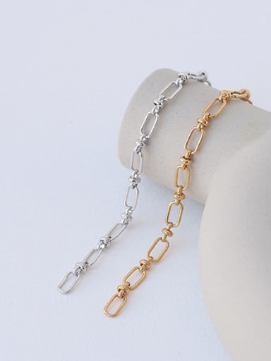 Brass Hollow Geometric Chain Minimalist Link Bracelet