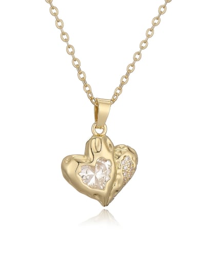 Brass Cubic Zirconia Heart Minimalist Necklace