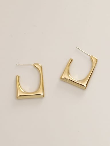 14k Gold Brass  Smooth Geometric Minimalist Stud Trend Korean Fashion Earring