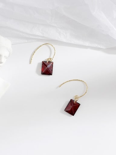Copper Cubic Zirconia Heart Minimalist  Geometric Hook Trend Korean Fashion Earring