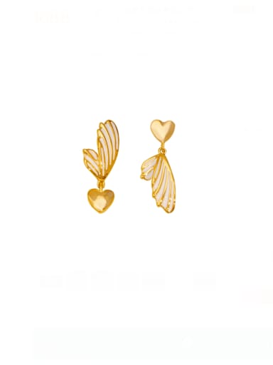 custom Brass Enamel Heart Minimalist Clip Earring