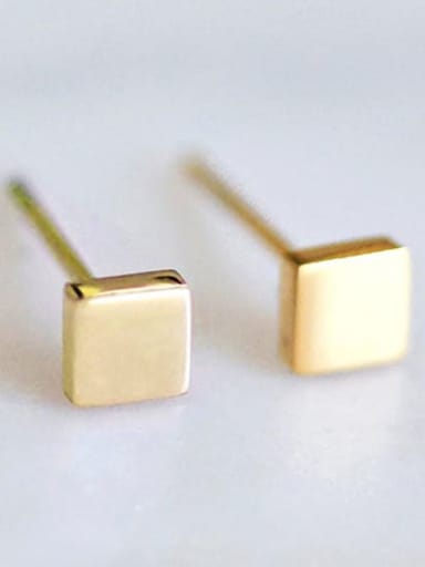golden Stainless steel Square Minimalist Stud Earring