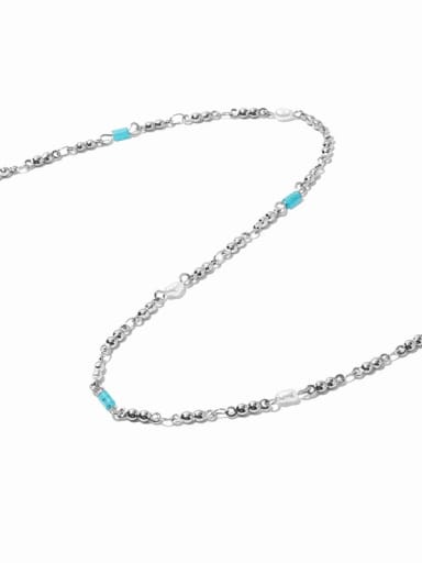Titanium Steel Imitation Pearl Round Hip Hop Beaded Necklace