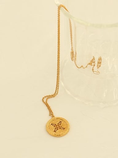 Brass Hollow Geometric Vintage Pendant Necklace