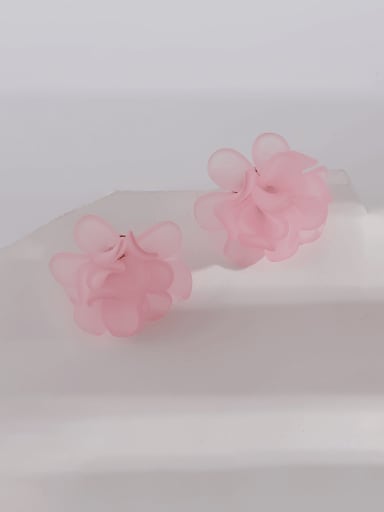 Pink Brass Resin Flower Minimalist Stud Earring
