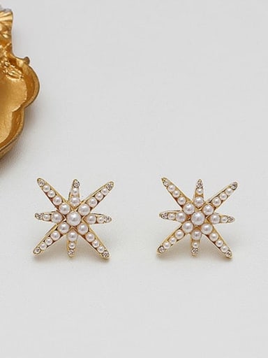 Brass Imitation Pearl Star Ethnic Stud Trend Korean Fashion Earring