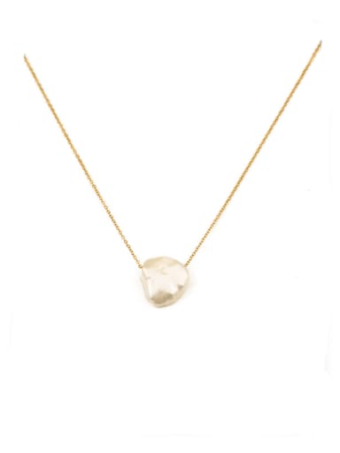 Brass Freshwater Pearl Irregular Minimalist pendant Necklace