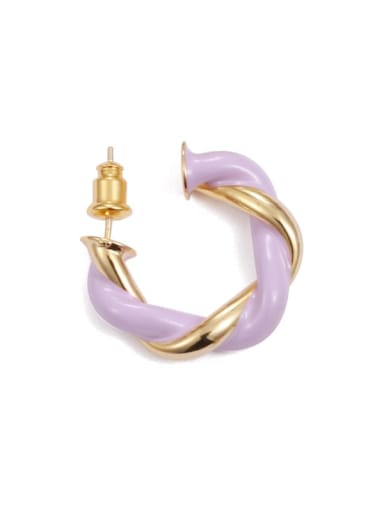 Purple gold (single ) Brass Enamel Geometric Minimalist Single Earring