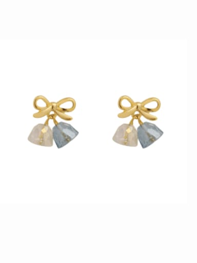 Brass Cubic Zirconia Bell Minimalist Stud Earring