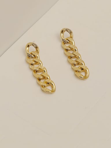 14 K gold Brass Hollow Chain Tassel Vintage Drop Trend Korean Fashion Earring