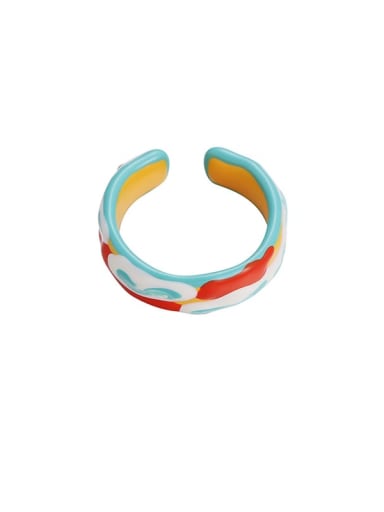 Alloy Enamel Geometric Minimalist Band Ring