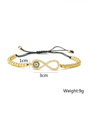 30801 Brass Cubic Zirconia Heart Hip Hop Adjustable Bracelet