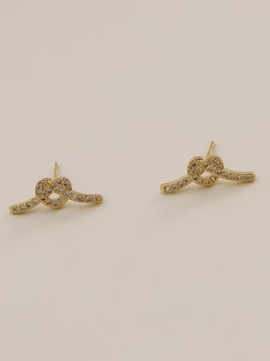 Brass Cubic Zirconia Bowknot Minimalist Stud Trend Korean Fashion Earring