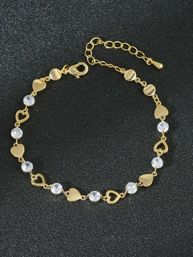 Brass Cubic Zirconia Heart Classic Bracelet