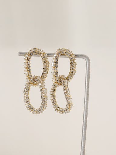 Brass Cubic Zirconia Geometric Vintage Drop Trend Korean Fashion Earring