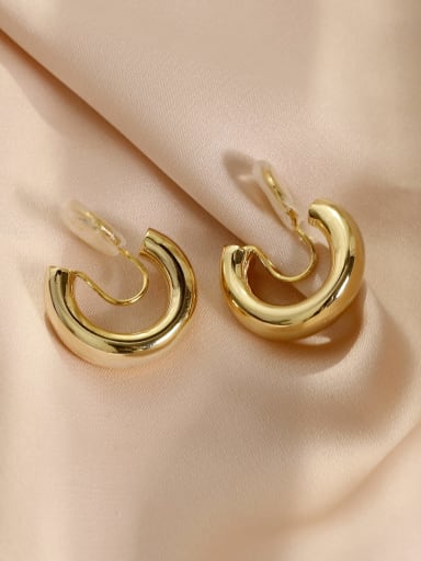 Brass Smooth Geometric Minimalist Clip Earring