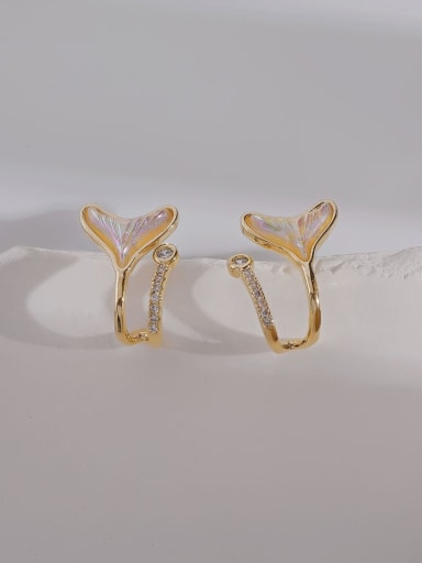 Brass Shell Fish Tial Minimalist Clip Earring