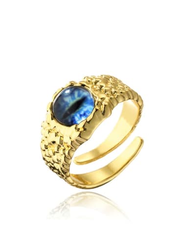 11226 Brass Glass Stone Irregular Vintage Band Ring