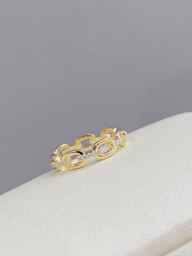 Gold J137 Brass Cubic Zirconia Geometric Dainty Band Ring
