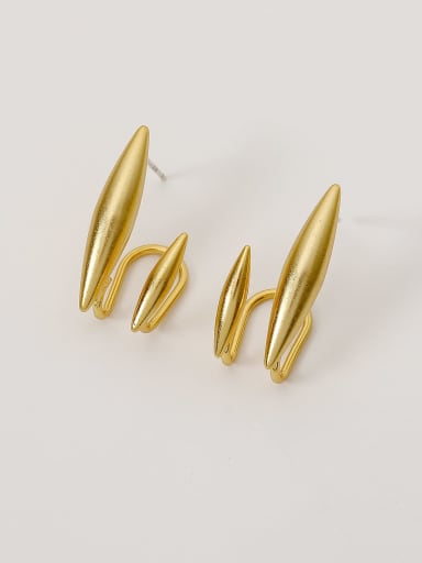 Brass Smooth Geometric Minimalist Stud Trend Korean Fashion Earring