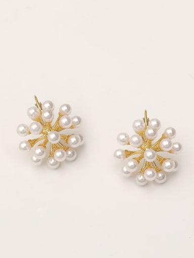 Brass Imitation Pearl Flower Minimalist Stud Trend Korean Fashion Earring