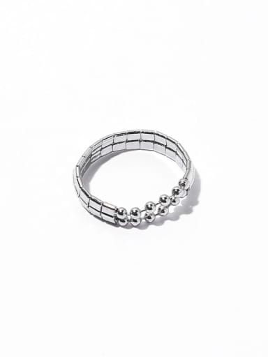 Chain ring Brass Bead Geometric Minimalist Stackable Ring