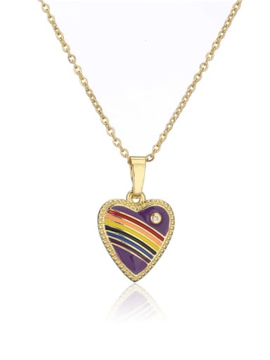 21130 Brass Enamel  Trend Heart  Pendant Necklace