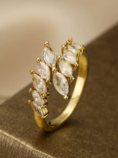13399 Brass Rhinestone Crown Dainty Band Ring