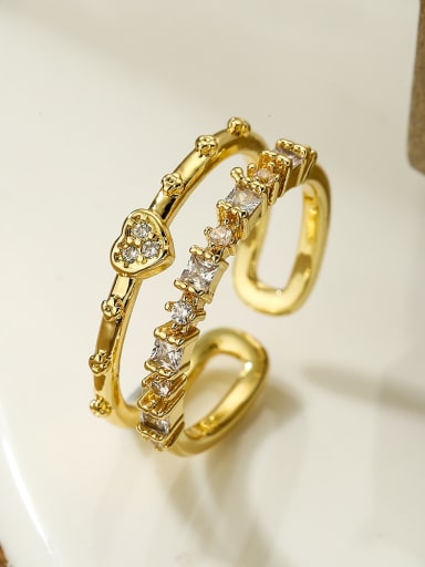 13336 Brass Cubic Zirconia Heart Dainty Band Ring
