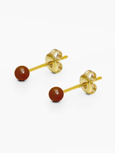 Caramel color 14K gold Brass Resin Ball Minimalist Stud Earring
