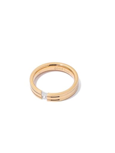 Brass Cubic Zirconia Round Minimalist Band Ring