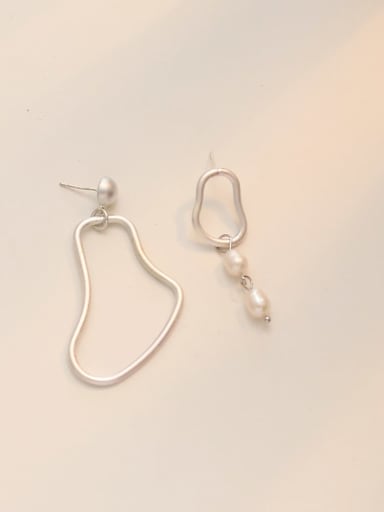 Copper Freshwater Pearl Geometric Minimalist Drop Trend Korean Fashion Earring
