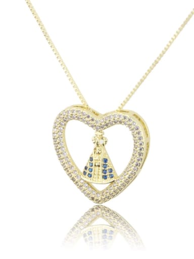 Brass Cubic Zirconia Heart Dainty Pendant Necklace