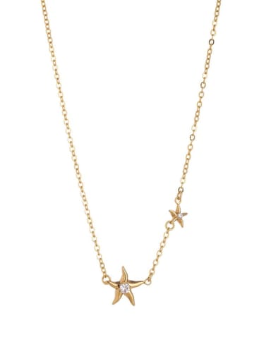 Brass Cubic Zirconia Star Minimalist Necklace