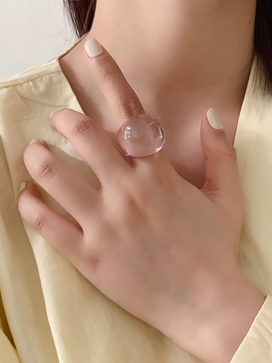 I 324 clear pink large ring Resin Geometric Vintage Band Ring