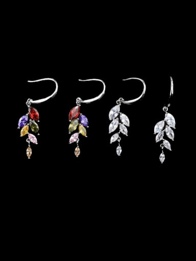 Brass Cubic Zirconia Flower Luxury Hook Earring